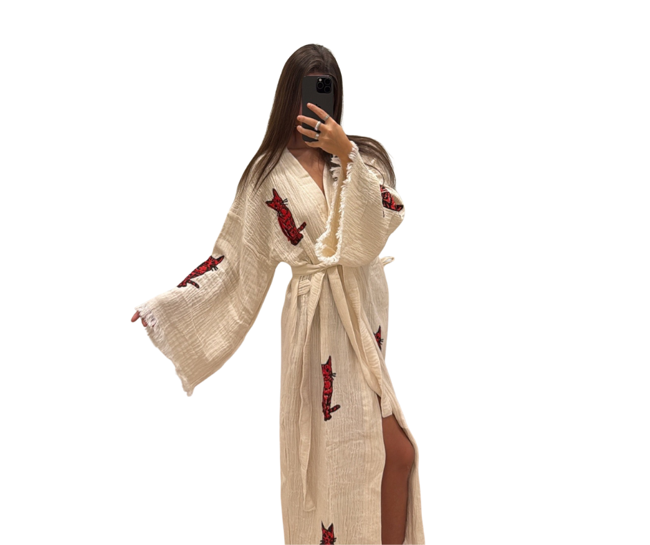 Puuvillane hommikumantel värviliste kassidega